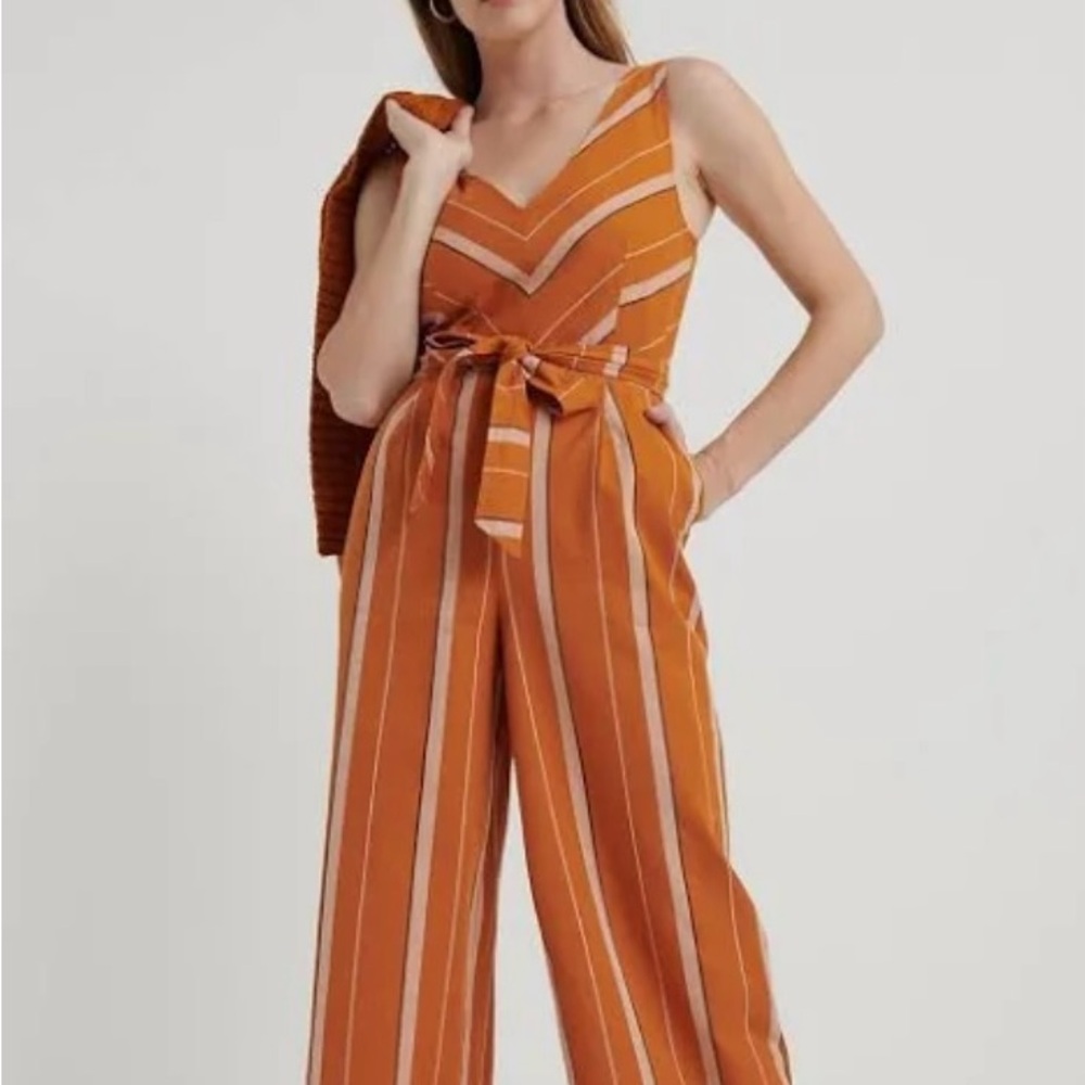 Lucky Brand Orange Jumpsuit with Tie Waist and Wide-Leg Design 16” PTP